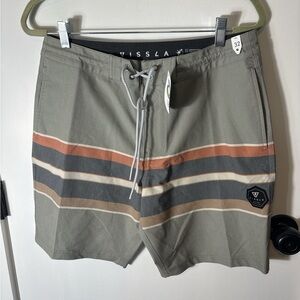 Vissla Surf Boardshorts Size 32 NWT Coastal Stripe Swim Shorts
